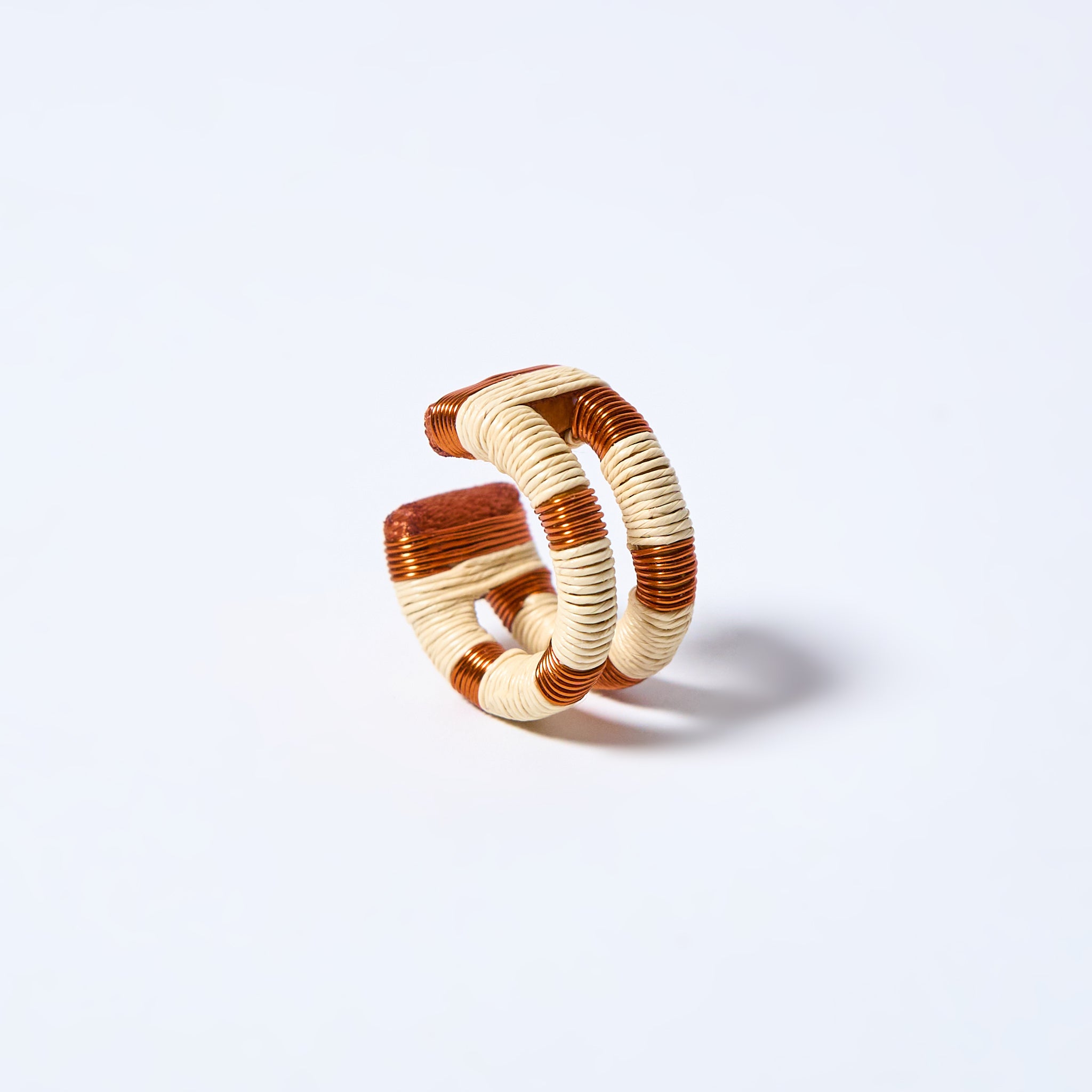 Handmade double ear cuff striped in copper and cream
